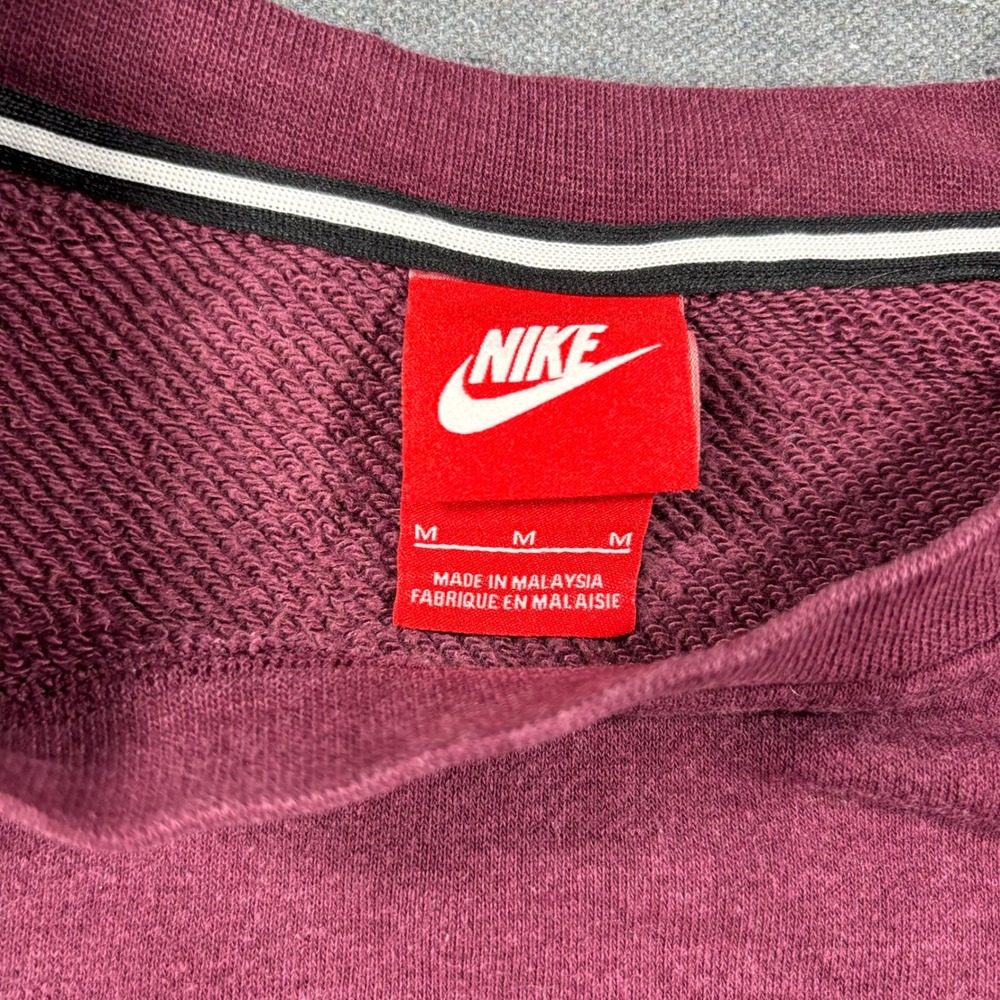 Nike Sweatshirt Women Medium Burgundy Raglan Sleeve Crew Neck Pocket Pullover - Picture 3 of 8